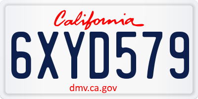 CA license plate 6XYD579