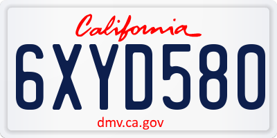 CA license plate 6XYD580