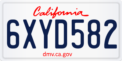 CA license plate 6XYD582