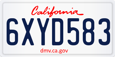 CA license plate 6XYD583