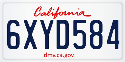 CA license plate 6XYD584