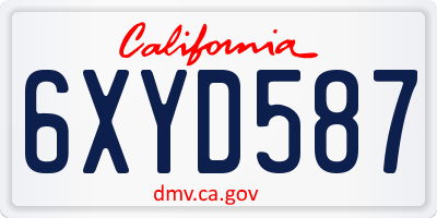 CA license plate 6XYD587