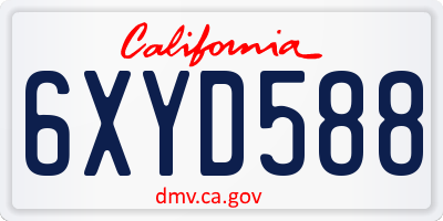CA license plate 6XYD588
