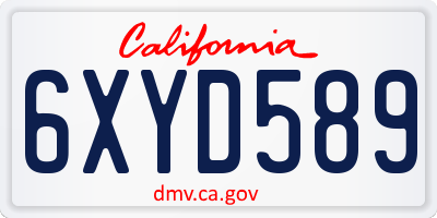 CA license plate 6XYD589