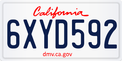 CA license plate 6XYD592