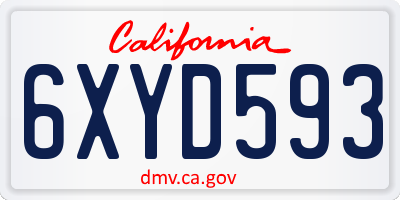 CA license plate 6XYD593