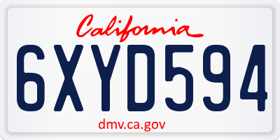 CA license plate 6XYD594