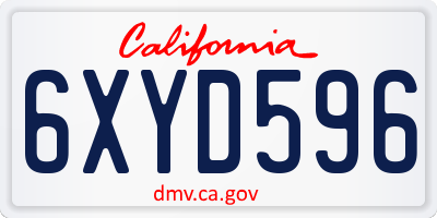 CA license plate 6XYD596
