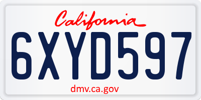 CA license plate 6XYD597