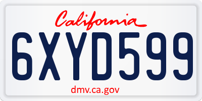 CA license plate 6XYD599