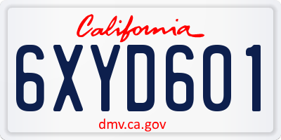 CA license plate 6XYD601