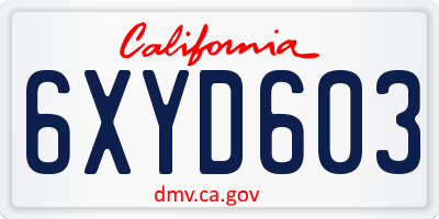 CA license plate 6XYD603