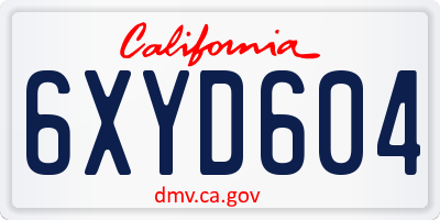 CA license plate 6XYD604
