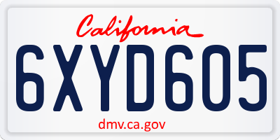 CA license plate 6XYD605