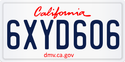 CA license plate 6XYD606