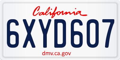 CA license plate 6XYD607