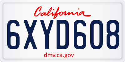 CA license plate 6XYD608