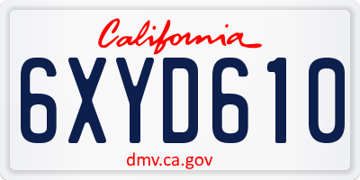 CA license plate 6XYD610