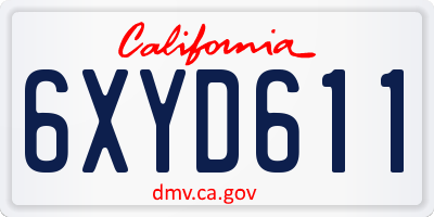 CA license plate 6XYD611