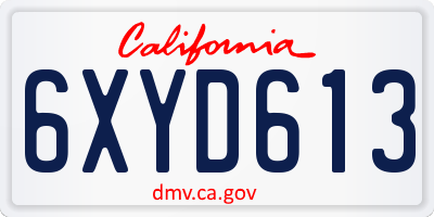 CA license plate 6XYD613