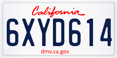 CA license plate 6XYD614