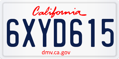 CA license plate 6XYD615
