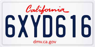 CA license plate 6XYD616