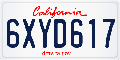 CA license plate 6XYD617