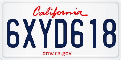 CA license plate 6XYD618