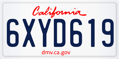CA license plate 6XYD619