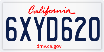 CA license plate 6XYD620