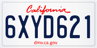 CA license plate 6XYD621