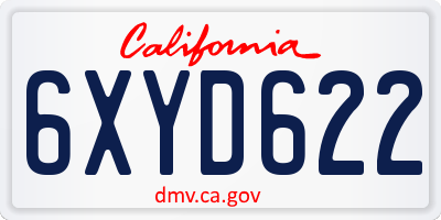 CA license plate 6XYD622
