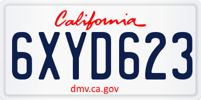 CA license plate 6XYD623