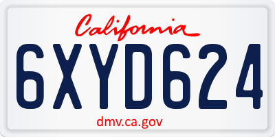 CA license plate 6XYD624