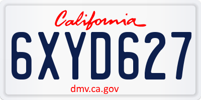 CA license plate 6XYD627