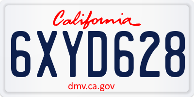 CA license plate 6XYD628