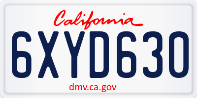 CA license plate 6XYD630