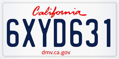 CA license plate 6XYD631