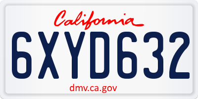 CA license plate 6XYD632