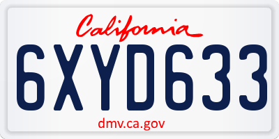 CA license plate 6XYD633
