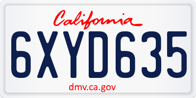CA license plate 6XYD635