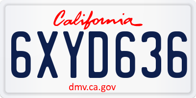 CA license plate 6XYD636