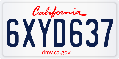 CA license plate 6XYD637