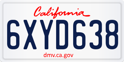CA license plate 6XYD638