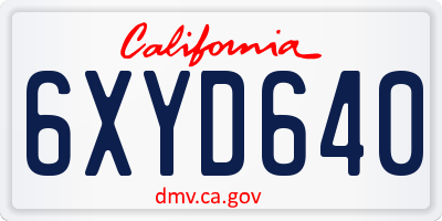CA license plate 6XYD640