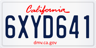CA license plate 6XYD641