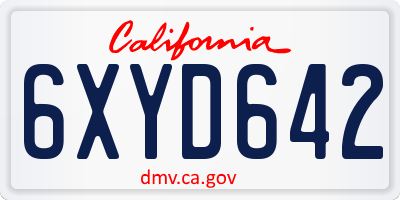 CA license plate 6XYD642