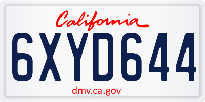 CA license plate 6XYD644