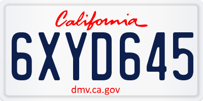 CA license plate 6XYD645